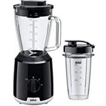 Braun PowerBlend 1 JB1051BK Batidora de Vaso con Jarra Triangular de Vidrio - Negro