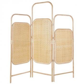 Biombo Decorativo Plegable de 3 Paneles en Rattan Natural y Bambú 166 x 180 cm Carpi