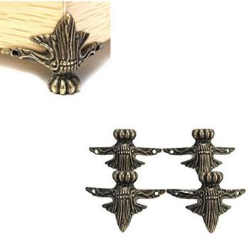 Hrph Joyería de latón Regalo Antiguo de la Caja de la Caja de Madera Pies Decorativos de la Pierna Protector de la Esquina