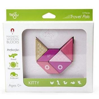 Juego de Construcción Gatito Tegu - 6 Piezas de Bloques de Madera Imantados y Portátiles