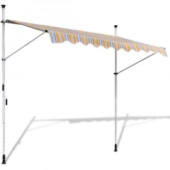 vidaXL Toldo retráctil manual color amarillo y azúl, 250 cm