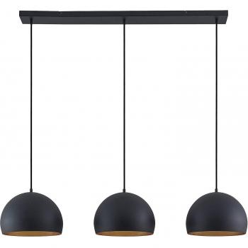 Lámpara colgante Lindby Tarjei, 120 cm, negro-oro, acero, moderno, hecho de metal, para salón y comedor, 3 llamas, E27