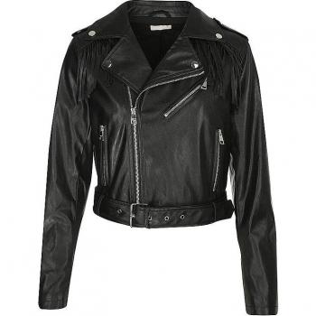 Liu Jo Women's Black Faux Leather Jacket Regular Fit Size 36/42/S