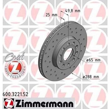 Zimmermann 600,3221.52 Freno de Disco Delantero, Perforado, Sport Coat Z