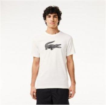 Camiseta Lacoste Sport Crocodile para hombre, manga corta, color blanco y negro, talla 3XL