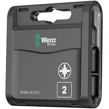 Wera Bit-Box 20 H PZ2 Extra Hard bits for drill/drivers, 25mm, 20pc pack, 05057760001 , Black