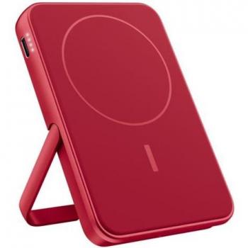 Powerbank Inalámbrico Magnético Fresh'n Rebel 5000mAh, Carga Rápida 20W, Soporte, Rojo Baya