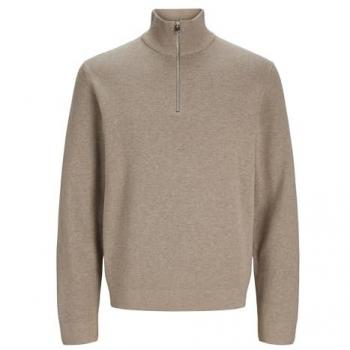 Suéter Premium Jack & Jones con Cuello de Media Cremallera para Hombre - Color Gris, Talla L, Corte Relajado
