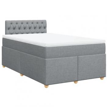 Cama box spring con colchón tela gris claro 120x200 cm
