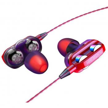 Auriculares Deportivos Intrauditivos Estéreo de Doble Unidad con Micrófono y Graves Altos para Ordenador y Teléfono Móvil