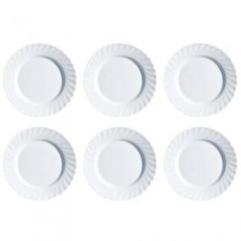 Plato Llano Opal Arcoroc Trianon 27,3 cm Blanco Brillo - Set de 6, Ecológico, Reciclable y Extra Resistente