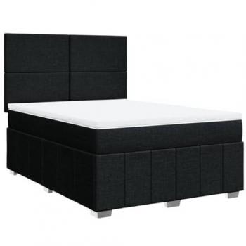 Cama box spring con colchón de muelles en tela negra 140x190 cm