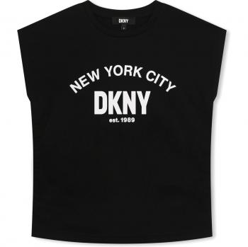 Camiseta de niña DKNY de manga corta con letrero frontal