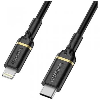 Cable Otterbox USB-C a Lightning de 1 metro - Negro, Certificado MFi, Carga Rápida