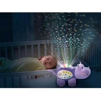 Peluche con Sonido Vtech Hippo Dodo Starry Night Morado - Peluche interactivo, sonido suave, proyector de luces estrelladas, diseño de hipopótamo, adecuado para bebés y niños pequeños