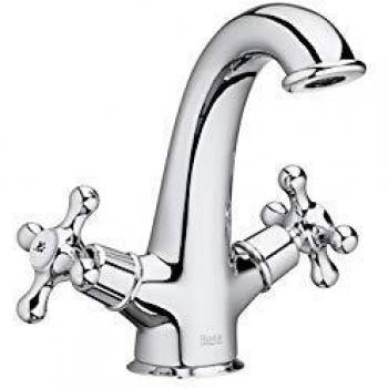 Roca A5A3A4BC00 Mezclador bimando para Lavabo con desagüe Click-clack, Cuerpo Liso, Cromado