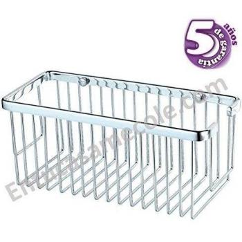 Kibath 460031 Portagel Cesta de Ducha y bañera Rectangular AZO para baño Fabricado en latón y Acabado en Cromo Brillo