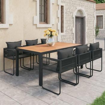 7-Piece Black and Brown PVC Rattan Garden Dining Set