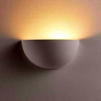 Lindby Narin Aplique Moderno de Yeso Blanco Semicírculo para Salón y Comedor, 1 Llama E14, Reflector de Pared, Cerámica y Arcilla