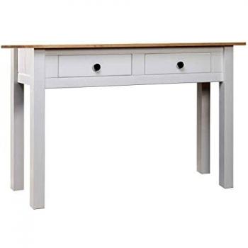 vidaXL Console Table White 110x40x72 cm Solid Pine Wood Panama Range