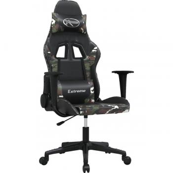 Silla de juego gaming de imitación de cuero negro y camuflaje vidaXL