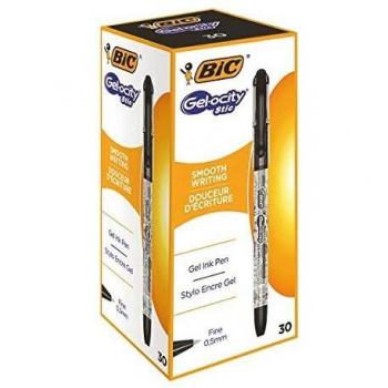 BIC Gel-ocity Stic Gel Pens, 0.5mm Fine Point, Black Ink, Box of 30