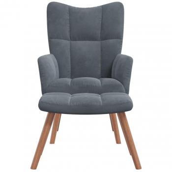 Sillón de Relax con Taburete de Terciopelo en Gris Claro, Gris Oscuro y Verde Oscuro - Sillón Cómodo para Dormitorio y Ocio