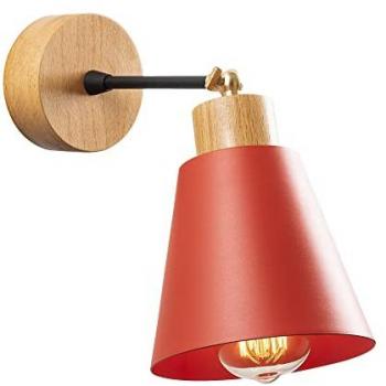 Aplique de pared Wellhome de metal rojo, dimensiones 14x14x25 cm, casquillo E27, potencia máxima 40W