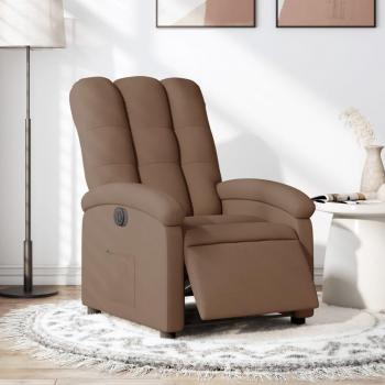 Sillón reclinable eléctrico de tela marrón Vidaxl Marrón con función de reclinación eléctrica, tapizado en tela suave y resistente, color marrón, diseño ergonómico para mayor comodidad