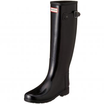 Premium Glossy Rubber Women's Calf-Length Rain Boots - Black