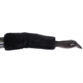 Dolce & Gabbana Luxury Black Beaver Fur Lambskin Leather Elbow Gloves - Size 7.5/S