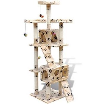 Rascador para Gatos Poste 170cm Beige con Estampado de Patas