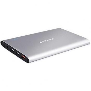 Sunvito 20000mAh Batería Externa Portátil,Power Bank Ultra Delgado Aluminio Inteligente Rápido Cargador QC2.0 con 5.5A 3 USB Salida para Samsung Galaxy S6 HTC Tabletas y otros más,Plata