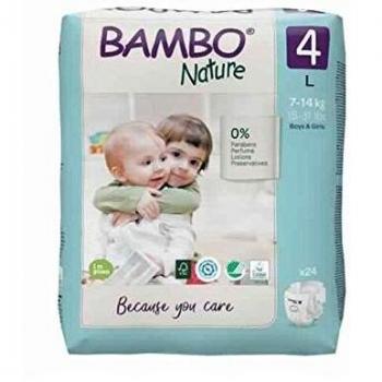 Bambo Pañales Talla 4-l 7 A 14kgs Nature, Multicolor, Pack of 24 Nappies