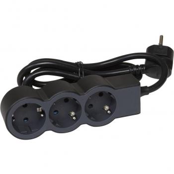 Legrand Regleta de Enchufes con 3 Tomas 2P+T, Cable de 1.5m - Negro