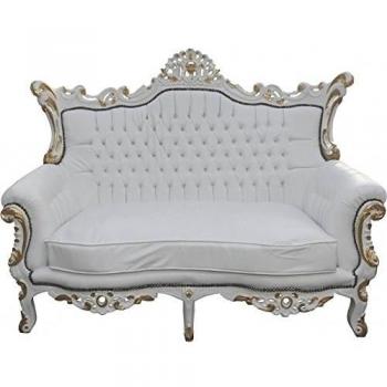 Casa Padrino Baroque 2-Seater Sofa Master White/Gold Mod2 - Living Room Couch Furniture Lounge - Limited Edition