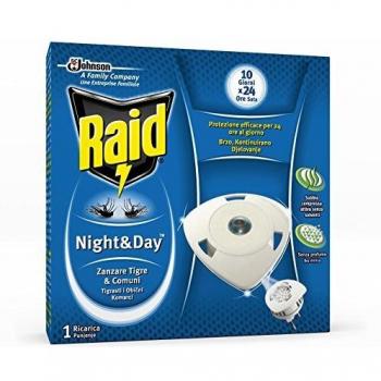 RAID NOCHE Y DÍA RECARGA ANTI-MOSQUITOS 1 PZ - ZANZARES TIGRE Y COMUNES
