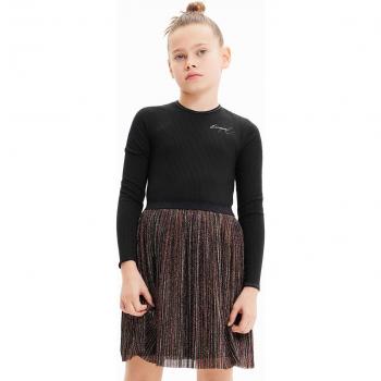 Vestido Paula Desigual para niña - Casual, Algodón, Lurex, Manga larga, 9/10 años (140 cm), Color negro
