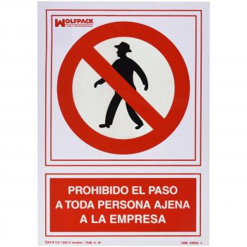 Cartel Prohibido el Paso Persona Ajena Empresa 30x21 cm.