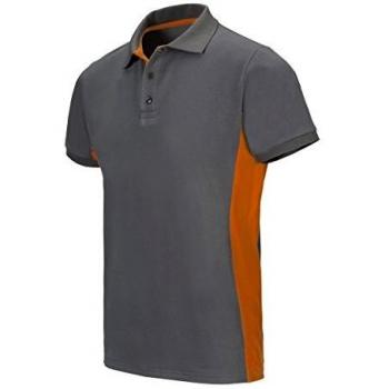 VELILLA 105504 Polo Bicolor Manga Corta, Color Gris y Naranja, Talla L