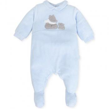 Pelele de bebé niño largo en azul cielo con pie Tutto Piccolo