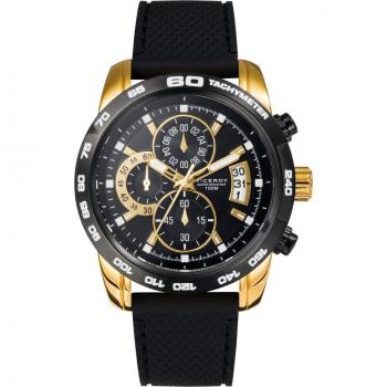 Reloj Viceroy Heat cronógrafo de acero con IP dorado y correa de silicona negra