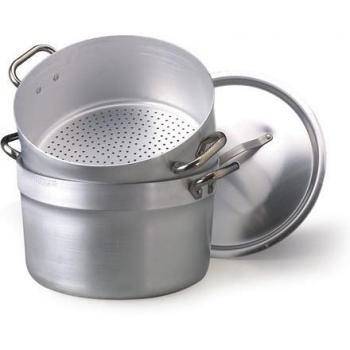 Agnelli Ollas Cuociverdura Olla con Tapa, 2 Asas, Aluminio, 9L, Plata