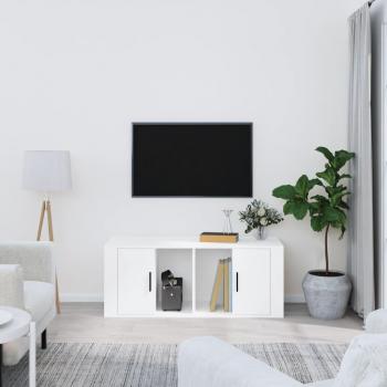 Soporte de TV blanco 100x35x40 cm madera multicapa