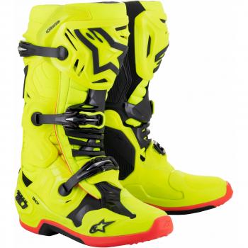 Alpinestars Botas de Motocross Tech 10 Amarillo Fluo-Negro-Rojo con tallas disponibles 40 y 41