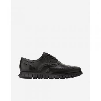 Cole Haan Men's Leather Laser-Engraved Wingtip Oxford Shoes - Black Size 9