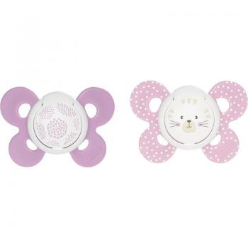 Chicco Physio Comfort Pacifier 6-16 Months Girl - Dots/Cat (2 Pack)