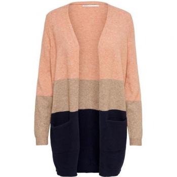Cárdigan Only Queen tricolor beige/salmón/marino para mujer