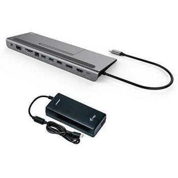 i-tec USB-C 4K Docking Station con Adaptador de Corriente 1x HDMI 1x VGA 1x DisplayPort 1x GLAN 2X USB-A 3.0 1x USB-A 2.0 1x SD/MicroSD 1x Audio Power Delivery para Windows MacOS TB 3 Compatible