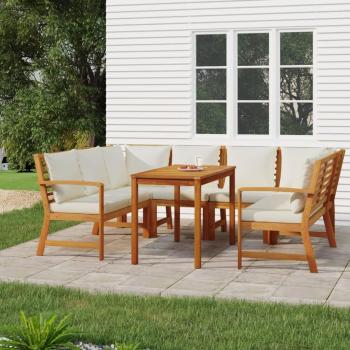 7-Piece Acacia Wood Garden Dining Set with Cushions